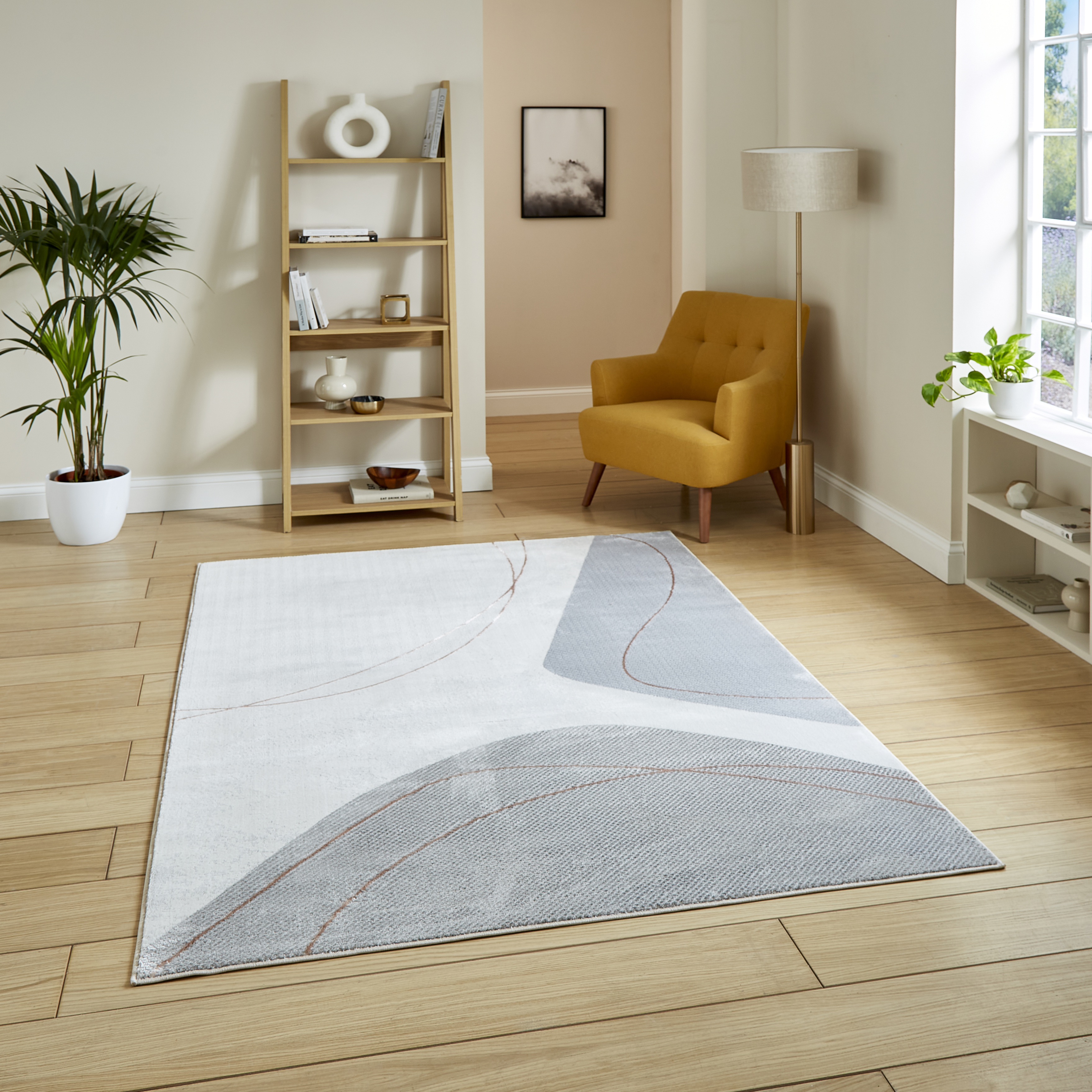 Apollo E9974 Modern Metallic Abstract Rugs In Grey Rose